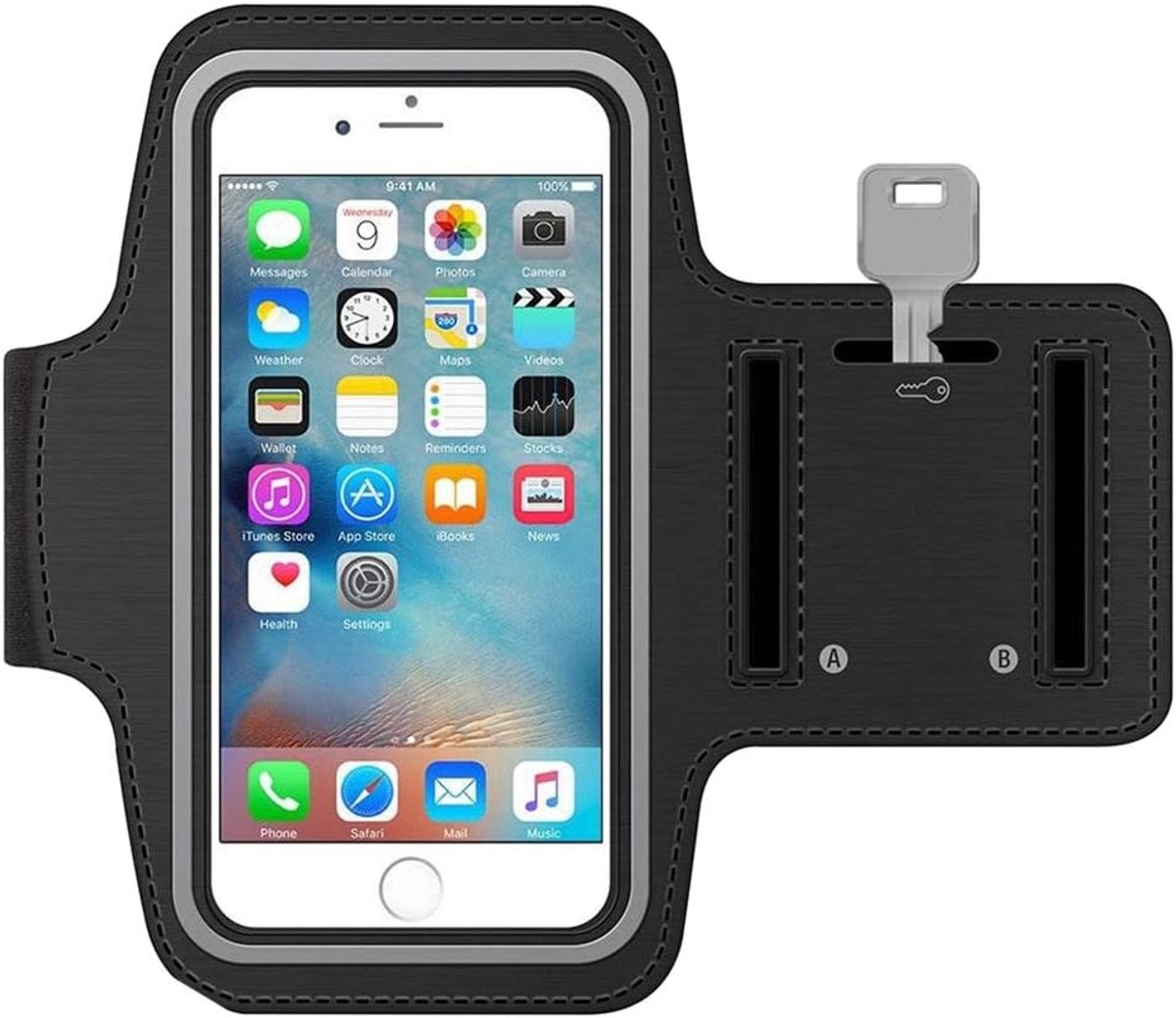 Sportarmband Geschikt voor iPhone 8, 7, 6, 6s, SE (1e Gen), SE 2, SE 3, 12 mini, 13 mini, 5, 5s, 5c & Samsung Galaxy S4, S3, A3 van MMOBIEL – 6.1 Inch Telefoonhouder, Sleutelvak & Waterdicht