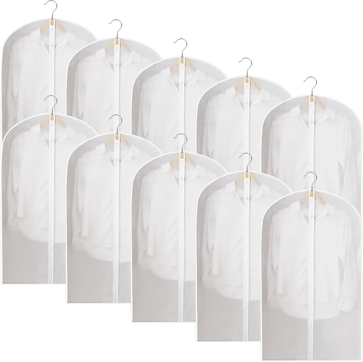 10 PCS lange kledingstuk behandelt doorzichtige kleren volledige ritssluitingszakken met ritssluiting Mensenvrouwen, de zakken van de 60 x 100cm Kledingsdekking van de Kostuumbeschermer