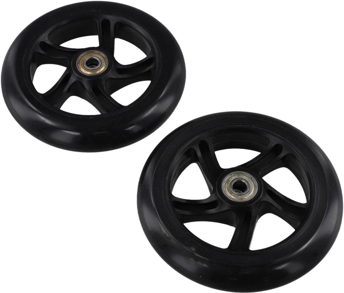 125 mm – 200 mm, met kogellagers voor scooters, schaatsen, trolleys, middengatdiameter 8 mm (125 mm x 24 mm, zwart), 2 stuks