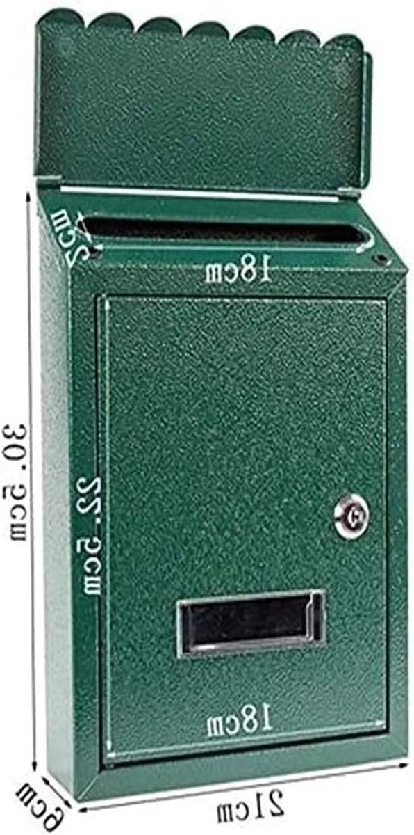 Wandbrievenbus Pakketbrievenbus - Brievenbus met slot - Post en Pakketten Ontvangen - Roestbestendig Gecoat Staal - 21x6x30.5 cm - Groen