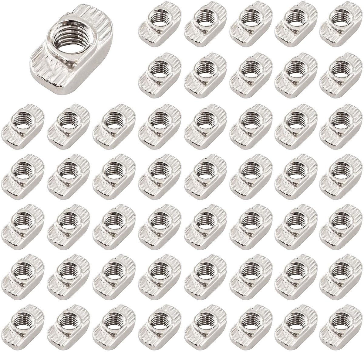 50 stuks hamerkopmoeren, T-sleuf, groefmoeren, kopmoeren, kopmoeren, M6, verzinkt, aluminium profiel, extrusiegleuf, Europese norm, (EU30-M6 x 16 x 8)