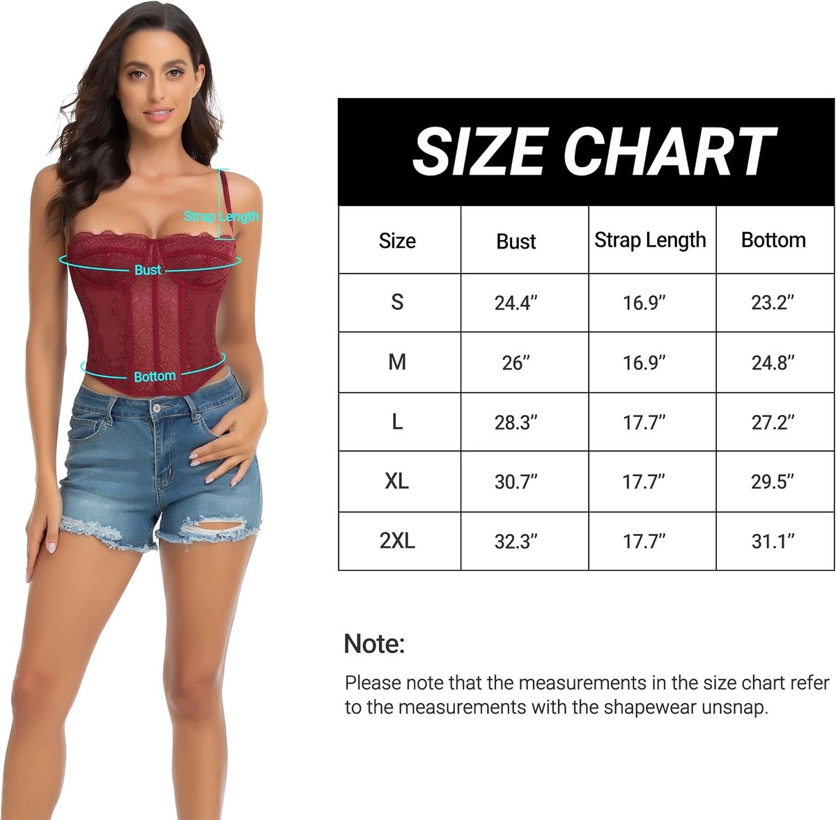 Kanten bustier, korset, sexy top voor uitgaan, feestjes en clubs, met gesp