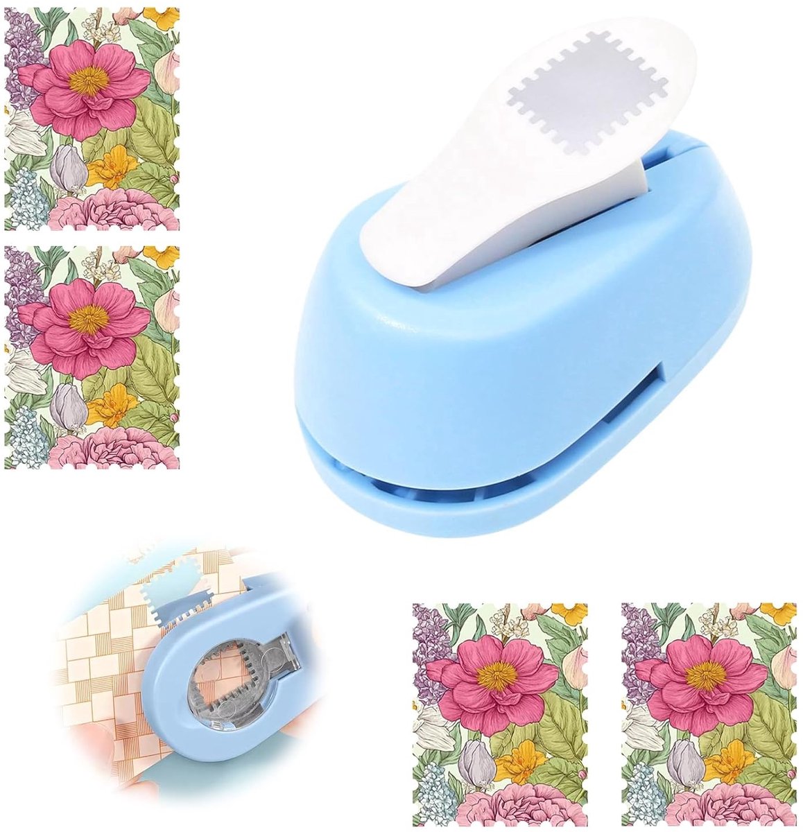 Vierkante perforator, 2 x 1,8 cm stans, postzegelvorm, handmatige motiefpons, draagbare stempelpons voor scrapbooking, papierkunstprojecten zoals wenskaarten, etiketten en doe-het-zelf