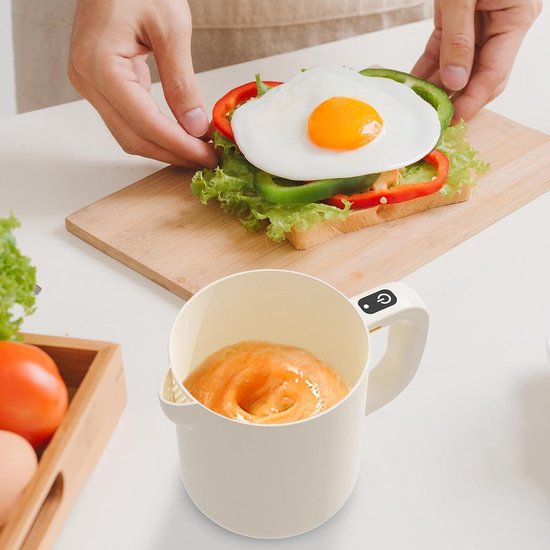 Elektrische Eierklopper - Roomklopper Mixer - Bakken en Koken - Zelfreinigend Systeem - 1 Liter Capaciteit - Beige — afbeelding 5