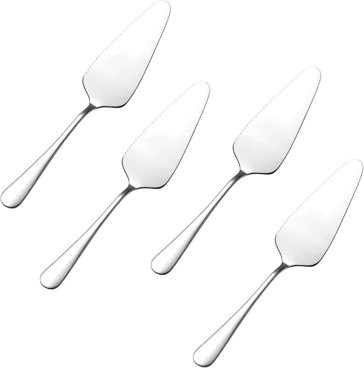 Taartschep van roestvrij staal, 4-delige set, taartmes en taartschep, taartschep met schuiver, multifunctioneel, voor cake, pizza, lasagne, taartschep, stabiel en gemakkelijk te reinigen