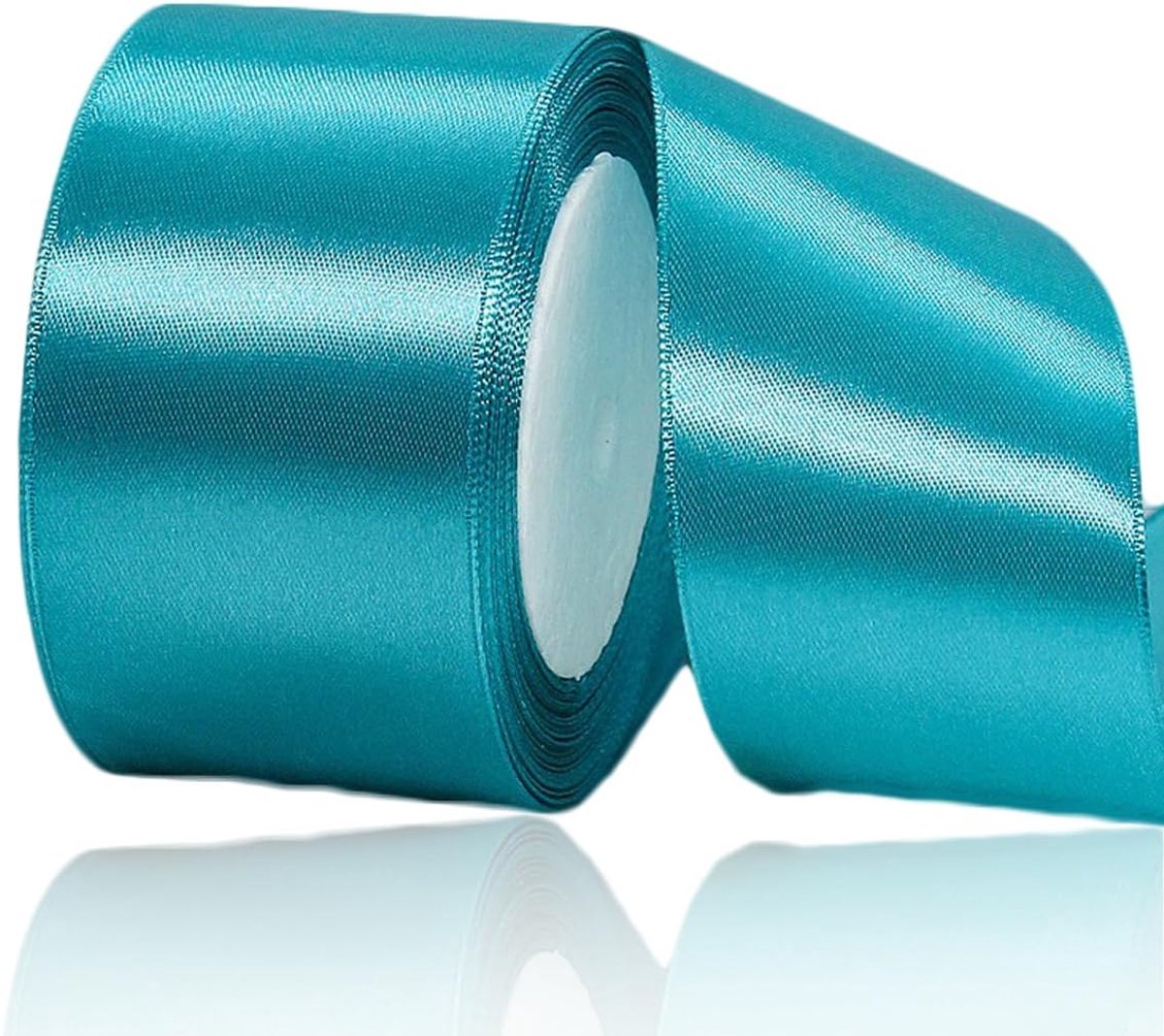 Lint 50 mm, aqua blauw satijnen stoffen lint, 23 meter voor knutselen, geschenkverpakking, bloemboeketten, ballonnen, doe-het-zelf strikken, huwelijksfeest, verjaardagstaarten en