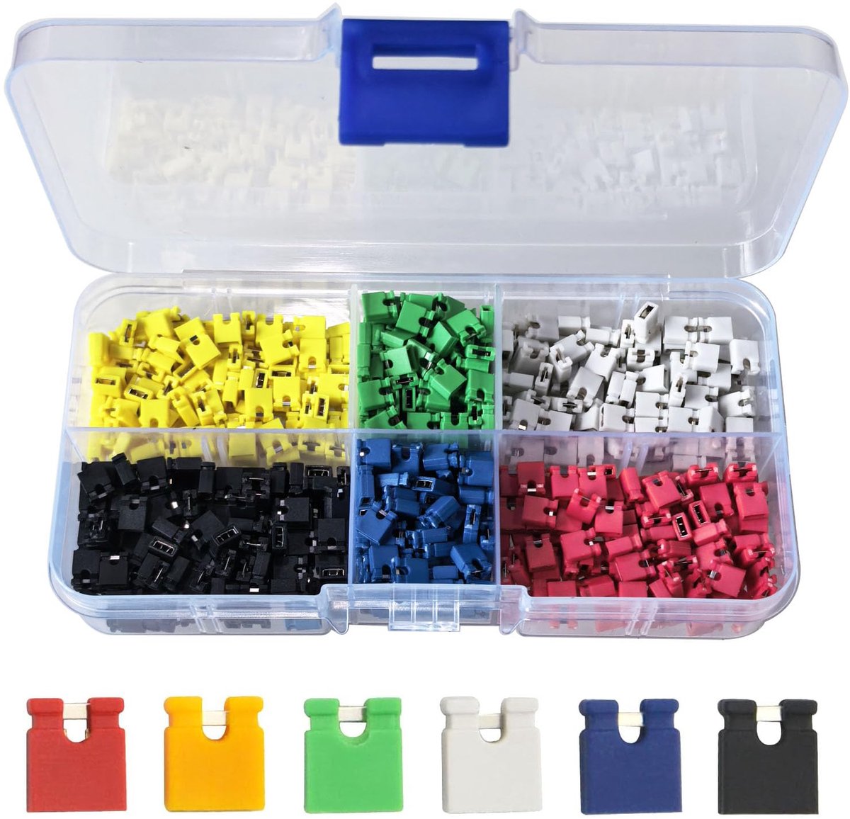 660 stuks 2,54 mm jumper caps, kortsluitkappen, mini-connectoren voor brug, standaard circuit board shunts short close type 6 kleuren