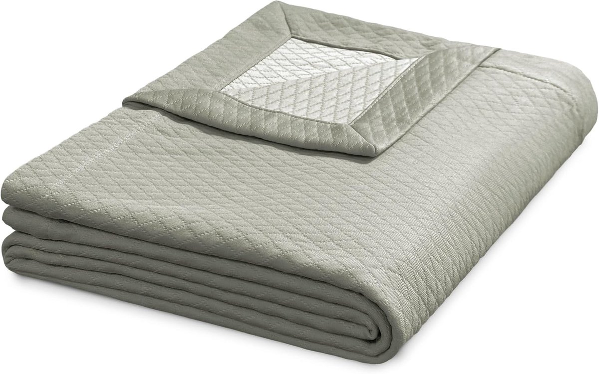 Zomerdekbed 260 x 220 cm - grijs-groen katoen/tencel - ademend en licht - ideaal voor warme nachten - SnelShoppen