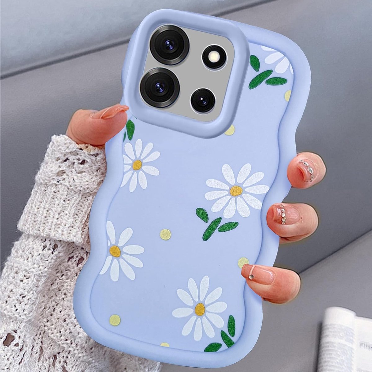 Hoesje voor Motorola Moto G86 / G100 Pro Hoesje,Krullende Golven Framevorm Telefoonhoes Schattige Vrouwen Meisjes Siliconen TPU Bumper Krasbestendig Stootvaste Beschermhoes-Paars