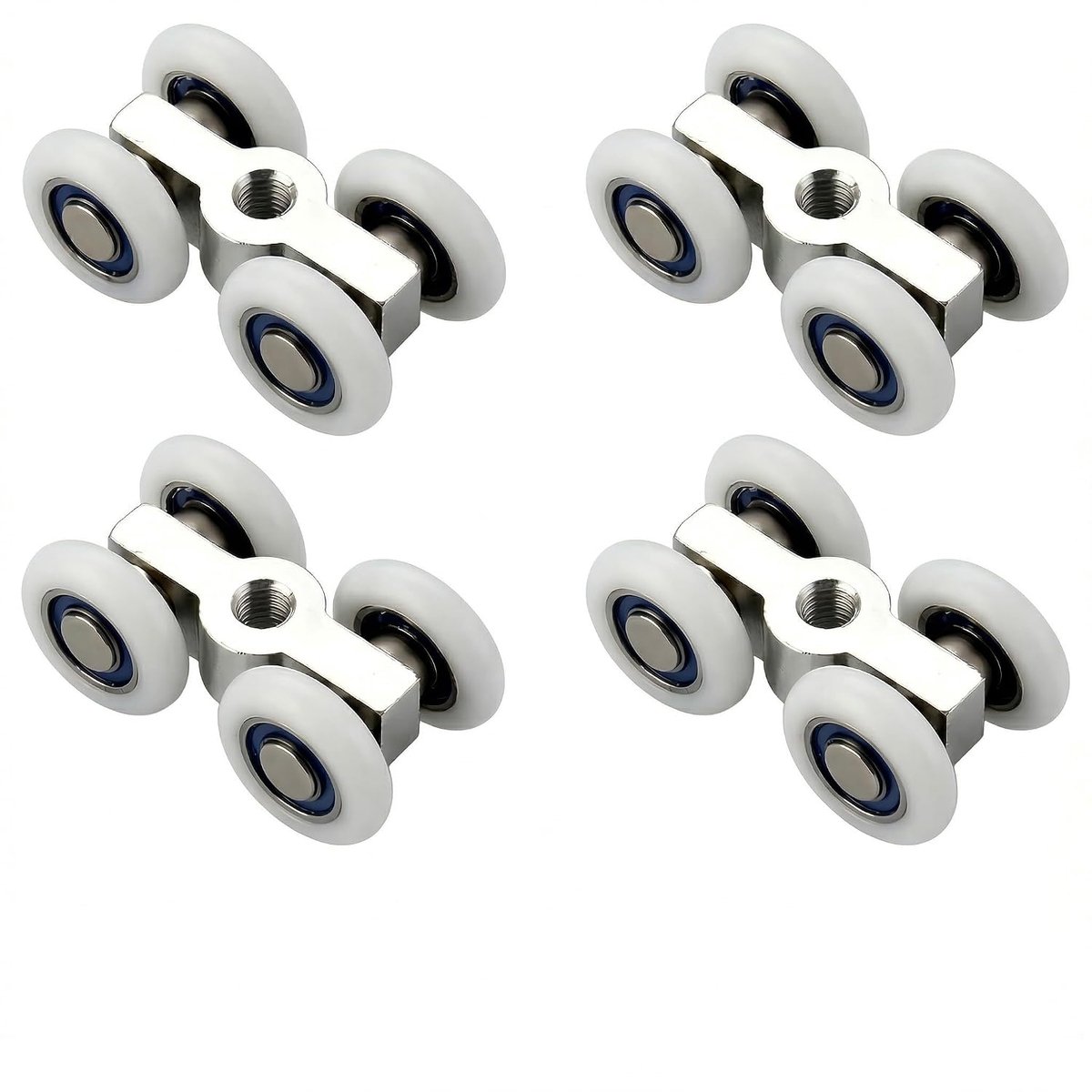4 stuks wielen voor schuifdeur, doucheschuifdeur, van zinklegering, wielen voor schuifdeuren, diameter 20 mm, wielen voor schuifraam, aluminium