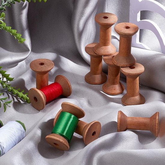 PandaHall 10 stuks houten spoel, lege draadspoel voor naaien en borduren, van hout, linten voor het weven van textielgaren voor handwerk en ornamenten, 5 cm van PandaHall — afbeelding 2