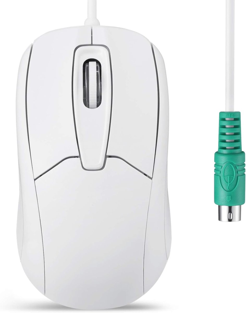 Perixx PERIMICE-209 P, bedrade PS2 optische muis met scrollwiel en 1000 DPI, wit