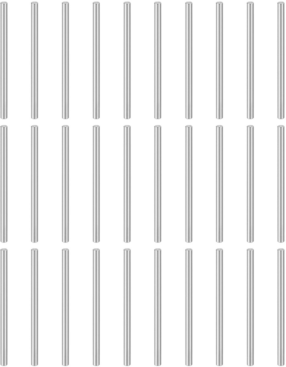 100 stuks cilindrische pluggen M3 (3 mm) x 55 mm roestvrij staal 304 bevestigingsschroeven voor planken bevestigingselementen voor houten meubels metalen apparaten, zilver