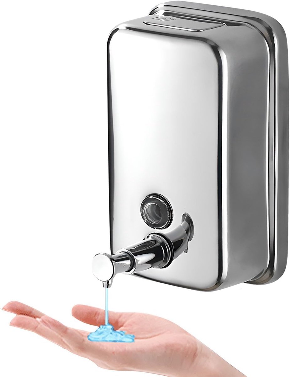 Roestvrij staal, shampoo en conditioner dispenser, vloeibare zeep douchegel dispenser badkamer, zeepdispenser wandmontage, handzeep wassen dispenser voor huis, badkamer, hotel (800ml)