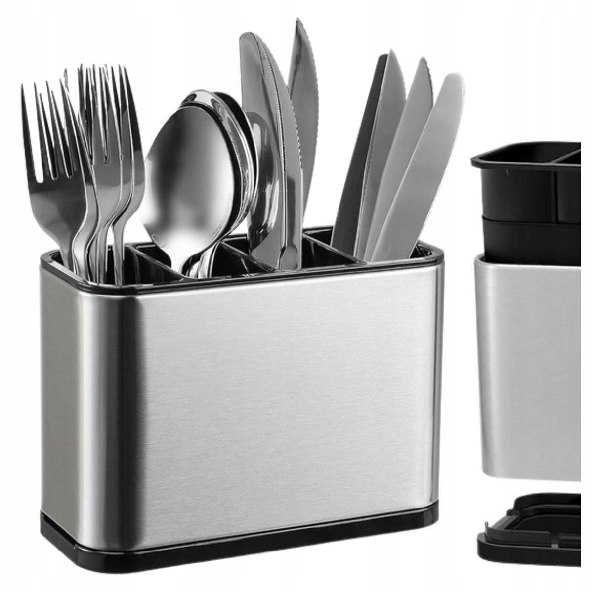 Merkloos RVS Bestekhouder met Afvoer - Keuken Organizer