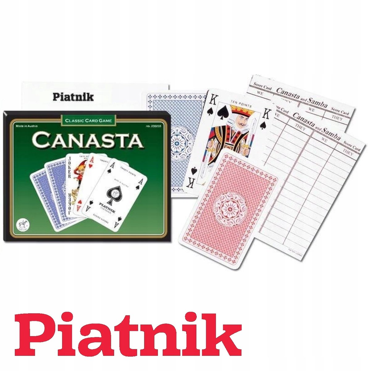 Piatnik Kanasta Kaarten - 2 Plastiche Spellen, 110 Kaarten