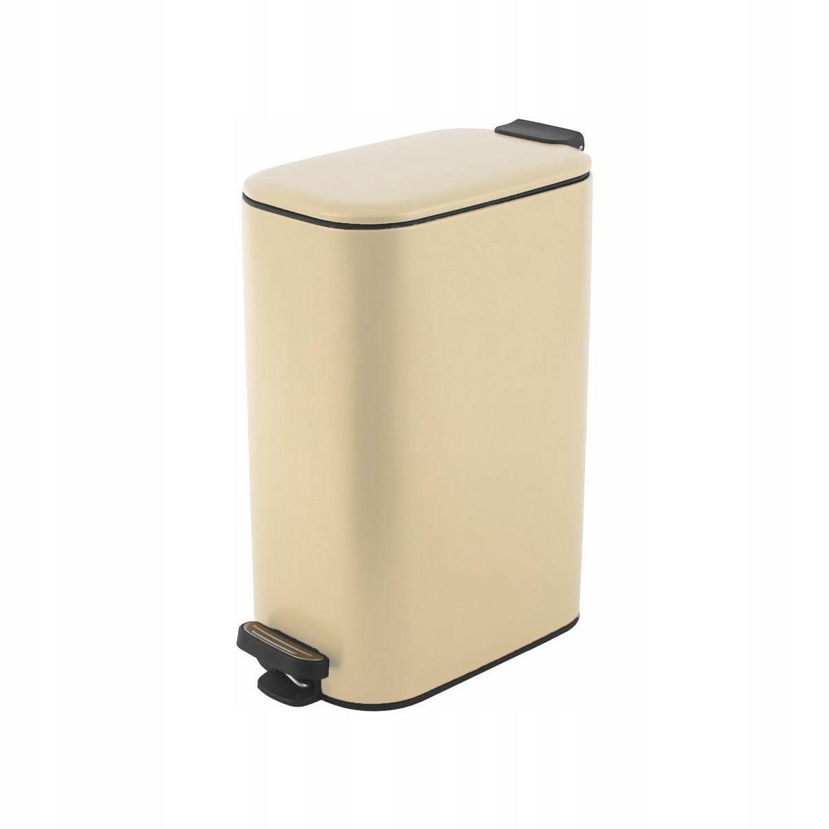 Merkloze Keukenbak 30L met Deksel en Pedaal - Mat Beige