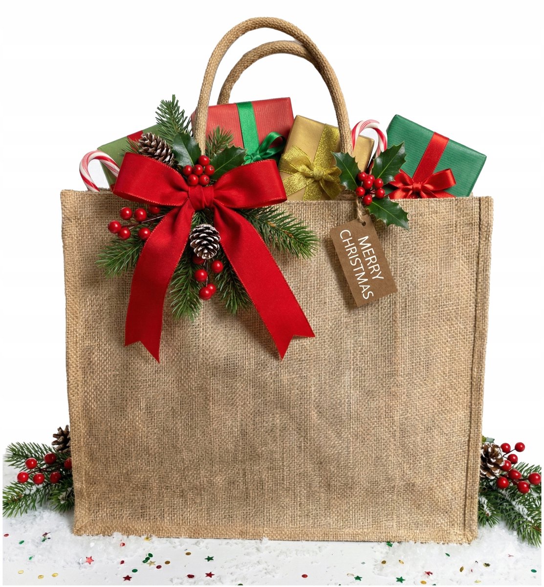 Grote gelamineerde jute shopperstapel - Duurzaam & Stijlvol (42x36cm)