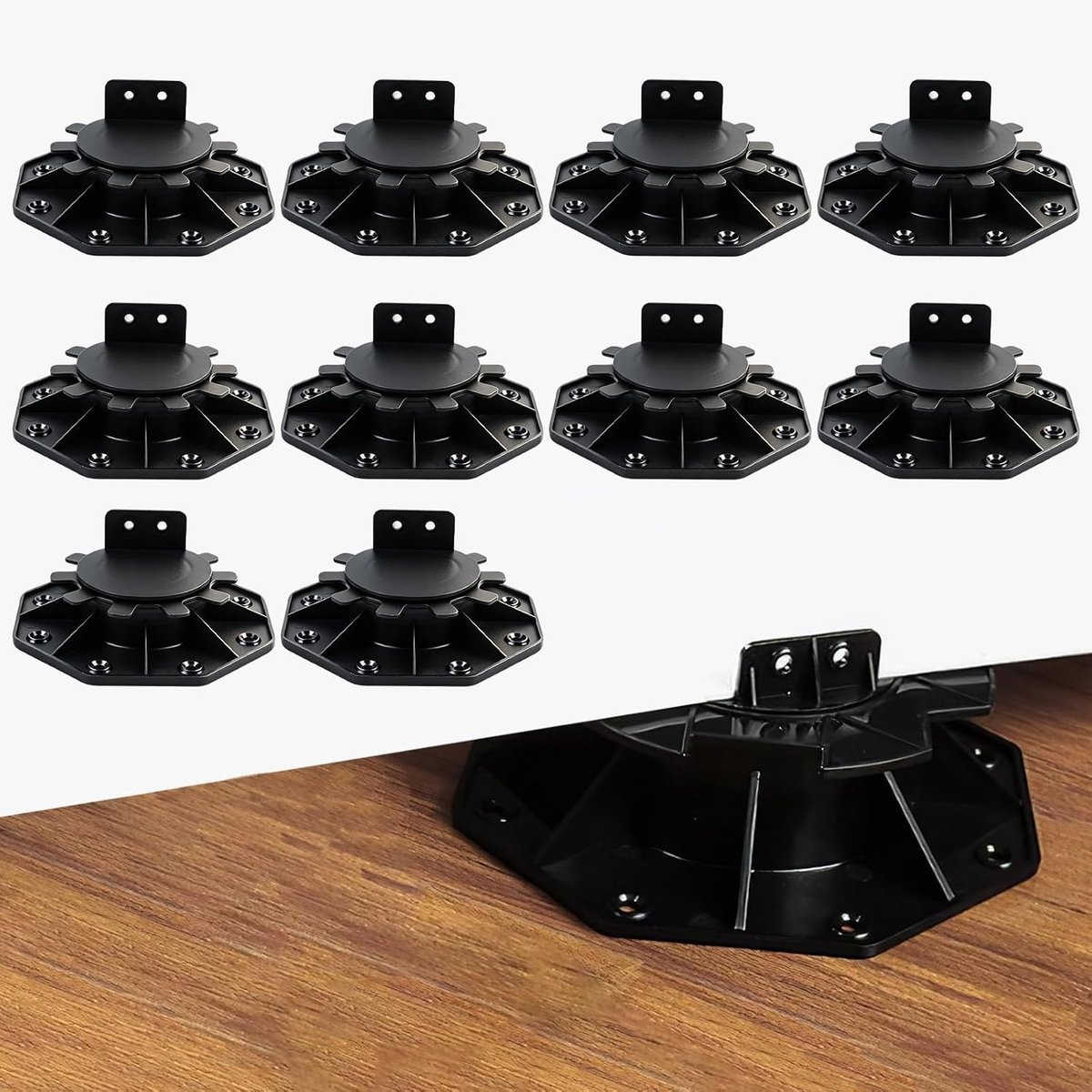 10 Pieces Decking and Floor Support, 30-60mm Adjustable, Deck Bases, Patio Boosters, Suitable for Patio Leveling, Barn - ShopVlot