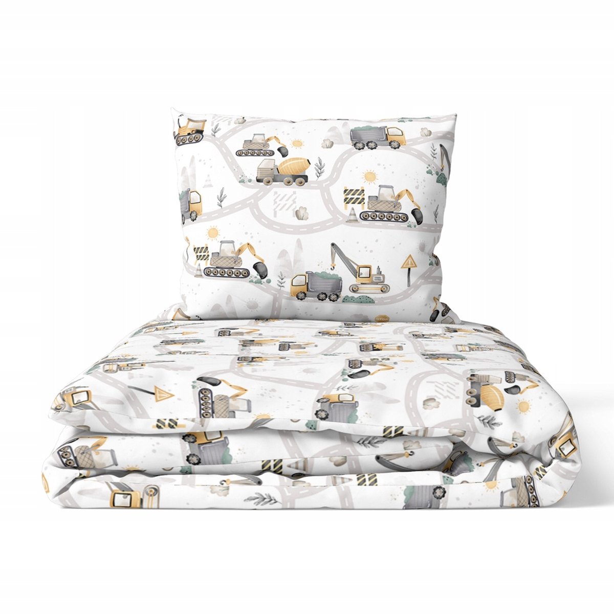 Kinderbeddengoed Katoen 100x140cm + 50x60cm Bouwplaats Geel