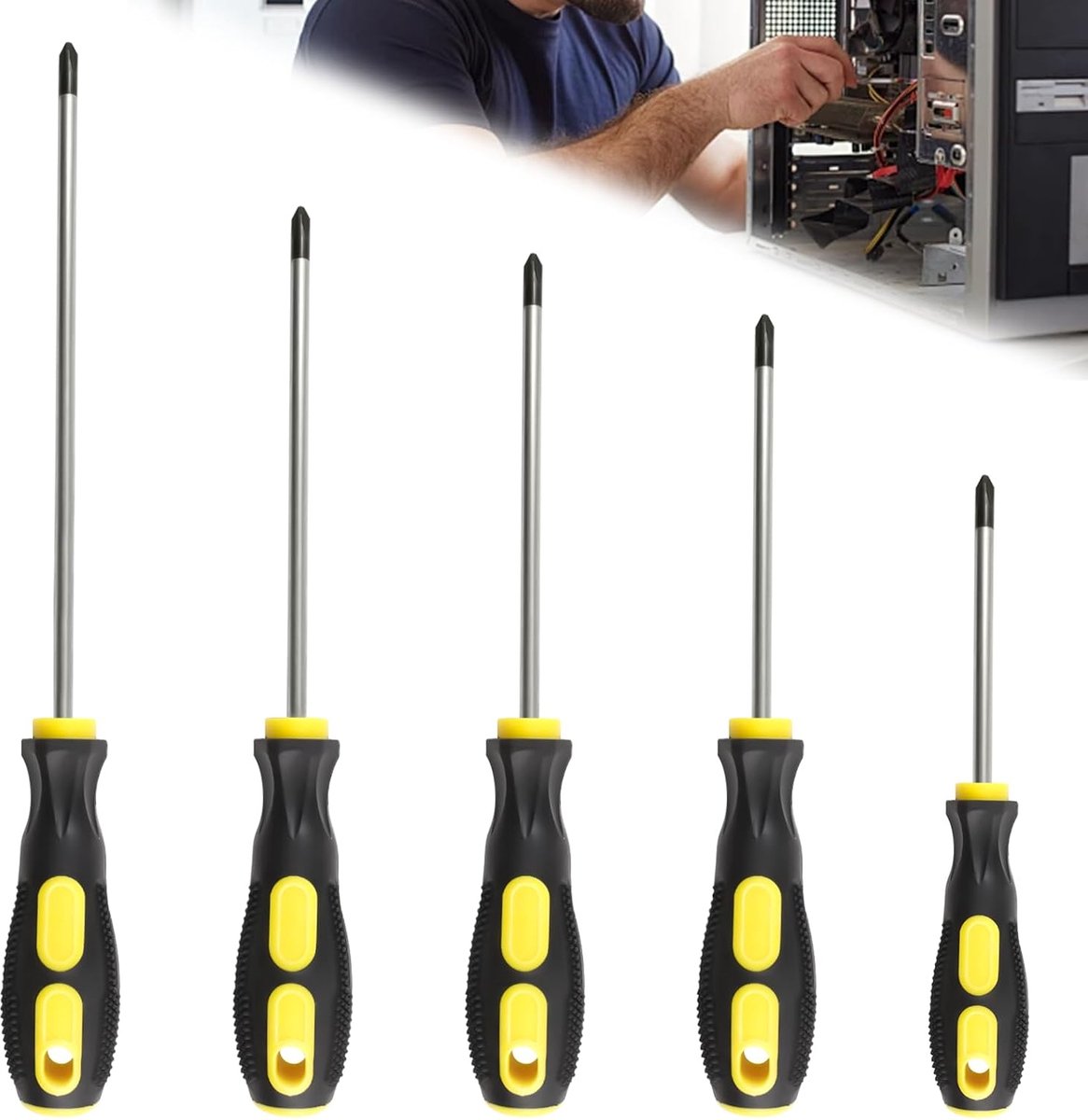 Schroevendraaierset 5-delig - Phillips - Magnetisch - Ergonomische handvatten voor comfortabel gebruik - ShopVlot