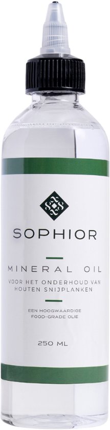 Huile minérale Sophior pour planches à découper en bois, 250 ml. Huile de qualité alimentaire.