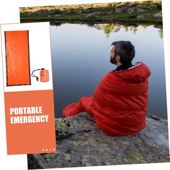 Nood Slaapzak - Bivakzak Overlevingszak - Outdoor Kamperen - Waterdichte PE Aluminiumfolie - 213 x 90 cm - Oranje — afbeelding 2