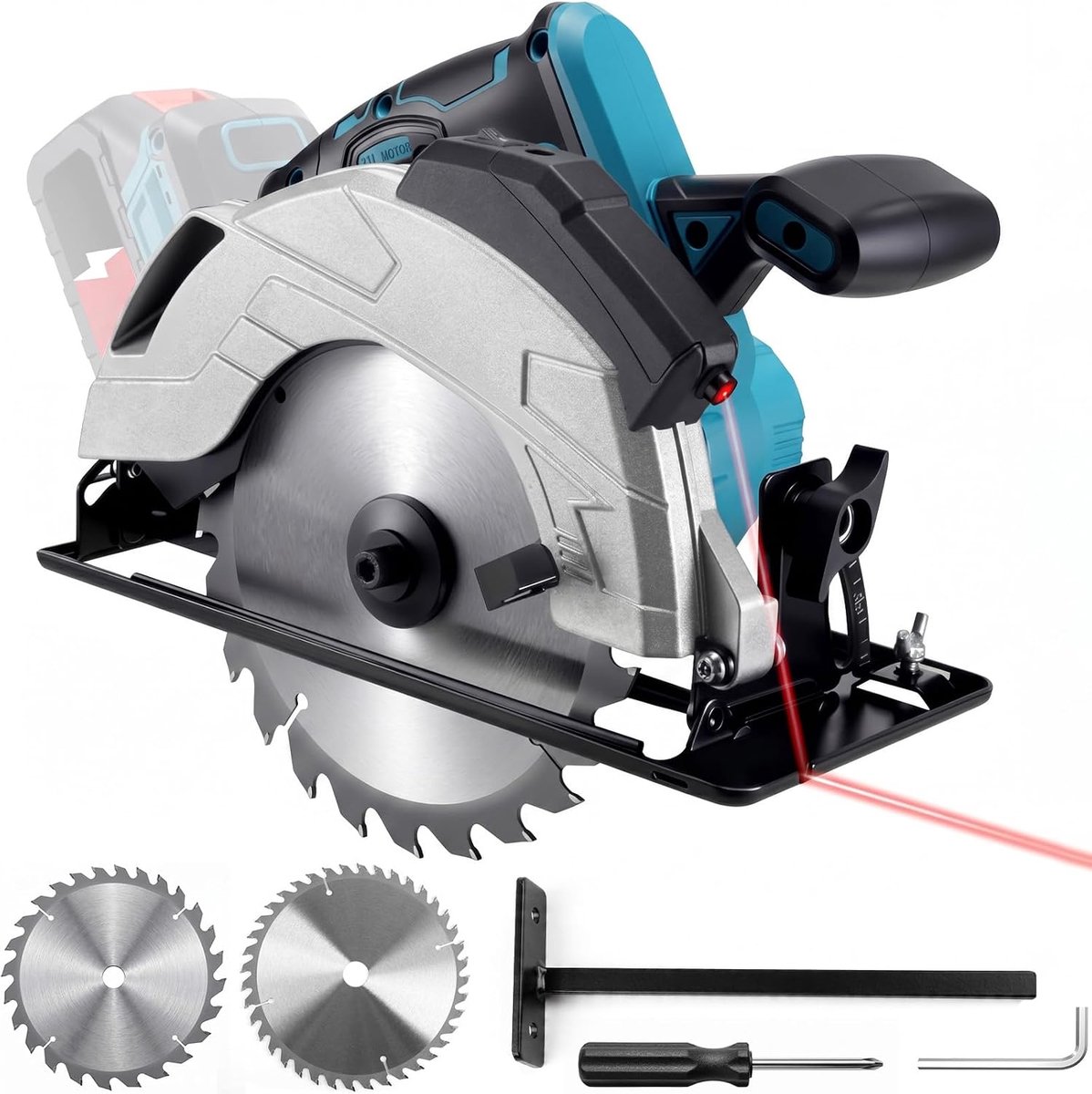 Accu cirkelzaag 185 mm - lasergeleider - borstelloze motor - ideaal voor precisiezaagwerk - ShopVlot