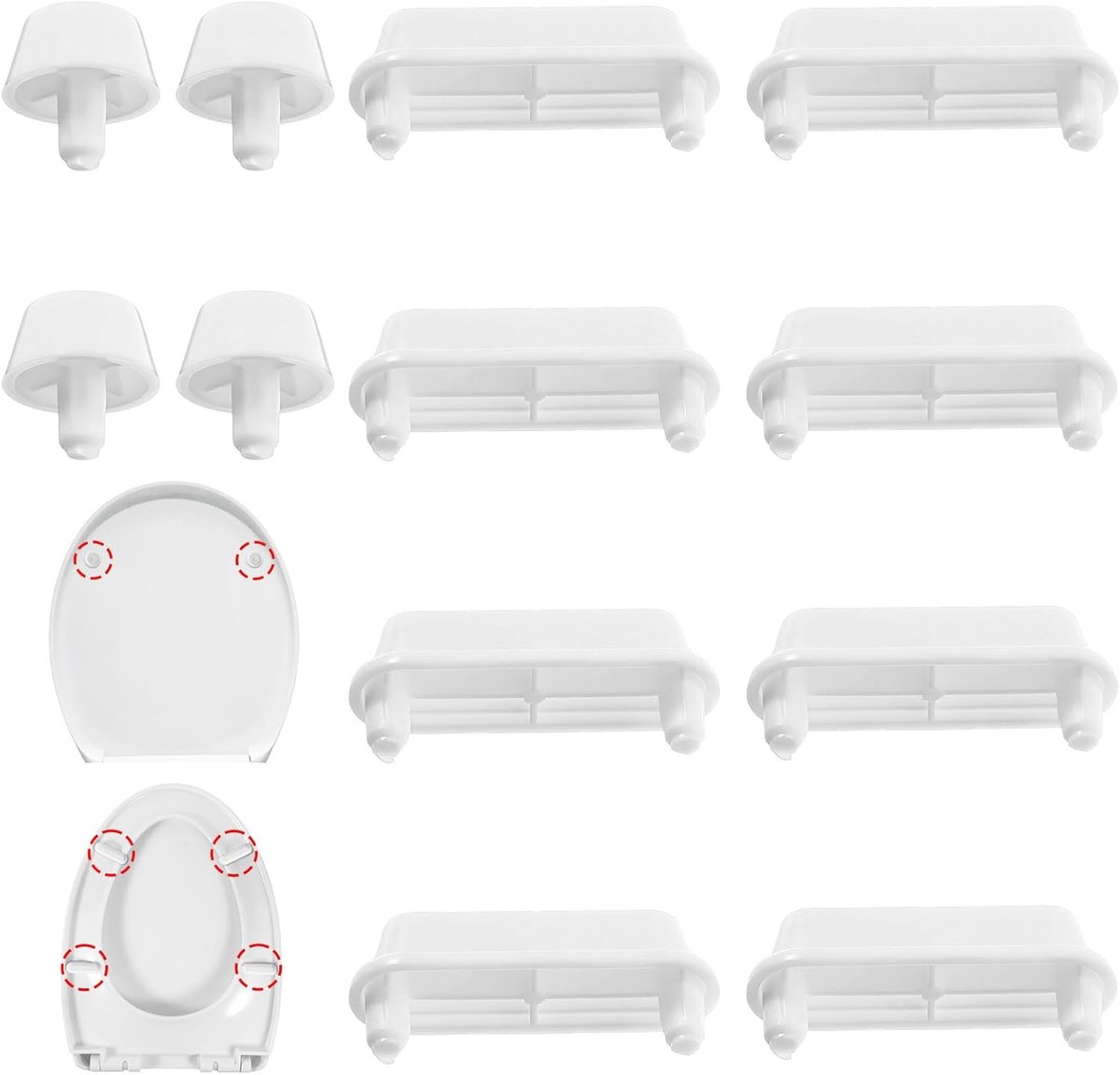 Toiletzitting buffers 12-delig - witte buffer pads - geluidsabsorberend - vervangingsonderdelen voor toiletten - ShopVlot