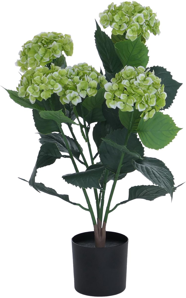 MCW Kunsthortensia MCW-Q86, decoratieve plant, kunsthortensia, kunstplant, voor buiten, polyethyleen, 64x40x40 cm ~ groen