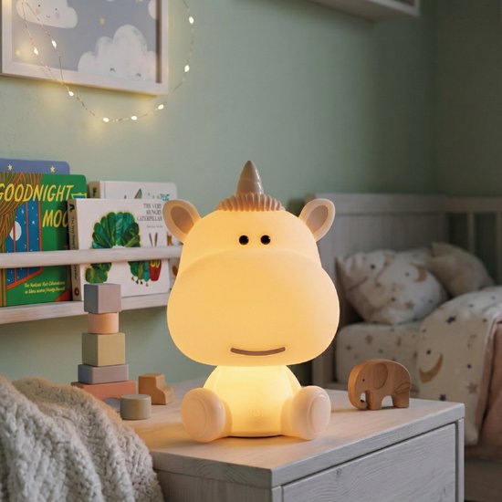 Luxus Nachtlamp Kinderkamer Unicorny - Roze - Nachtlampje baby - Voor kinderen - Slaapkamer - 7 kleuren licht - RGB - Bluetooth speaker - Draadloos - Oplaadbaar van Merkloos — afbeelding 5