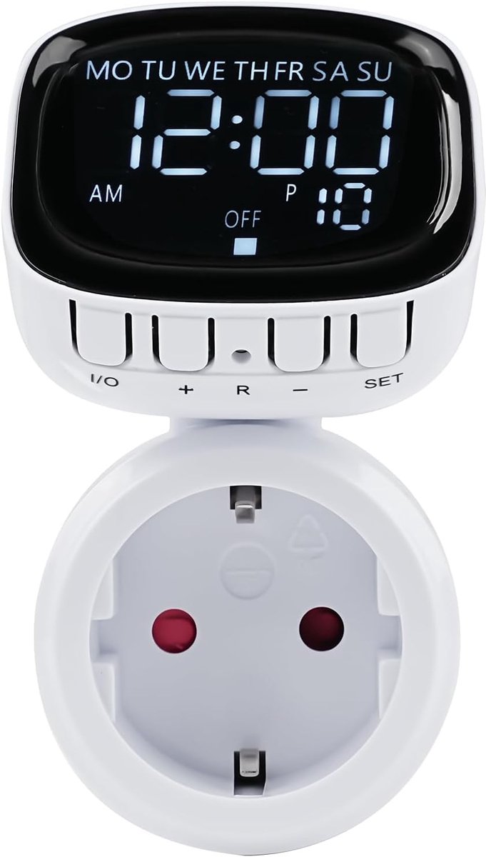 Tijdschakelaar 16A - Digitale Timer met 10 Programma's - 360° Draaiend Scherm - Automatiseer uw Apparaten - ShopVlot