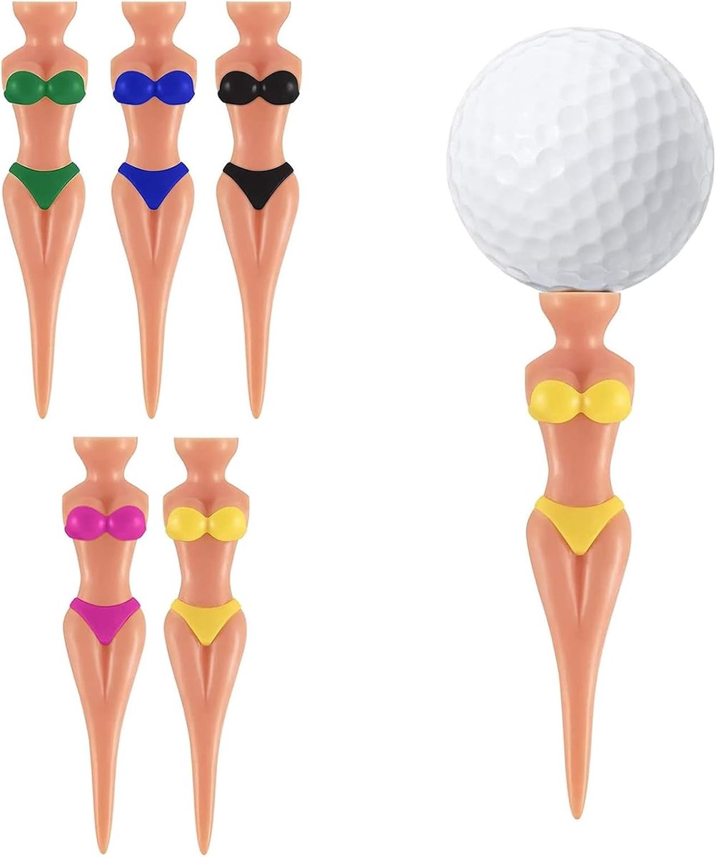 Golftees in bikinivorm 76 mm - kunststof - 5 kleuren - grappig cadeau voor golfers - ShopVlot