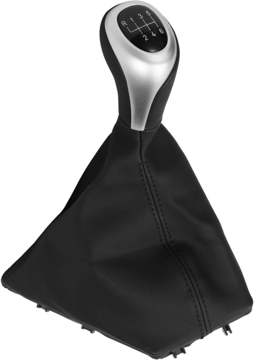 Versnellingspookknophoes F30 F31 F34 - Leer en chroom - Zwart en zilver - Verhoogt interieurstijl - ShopVlot