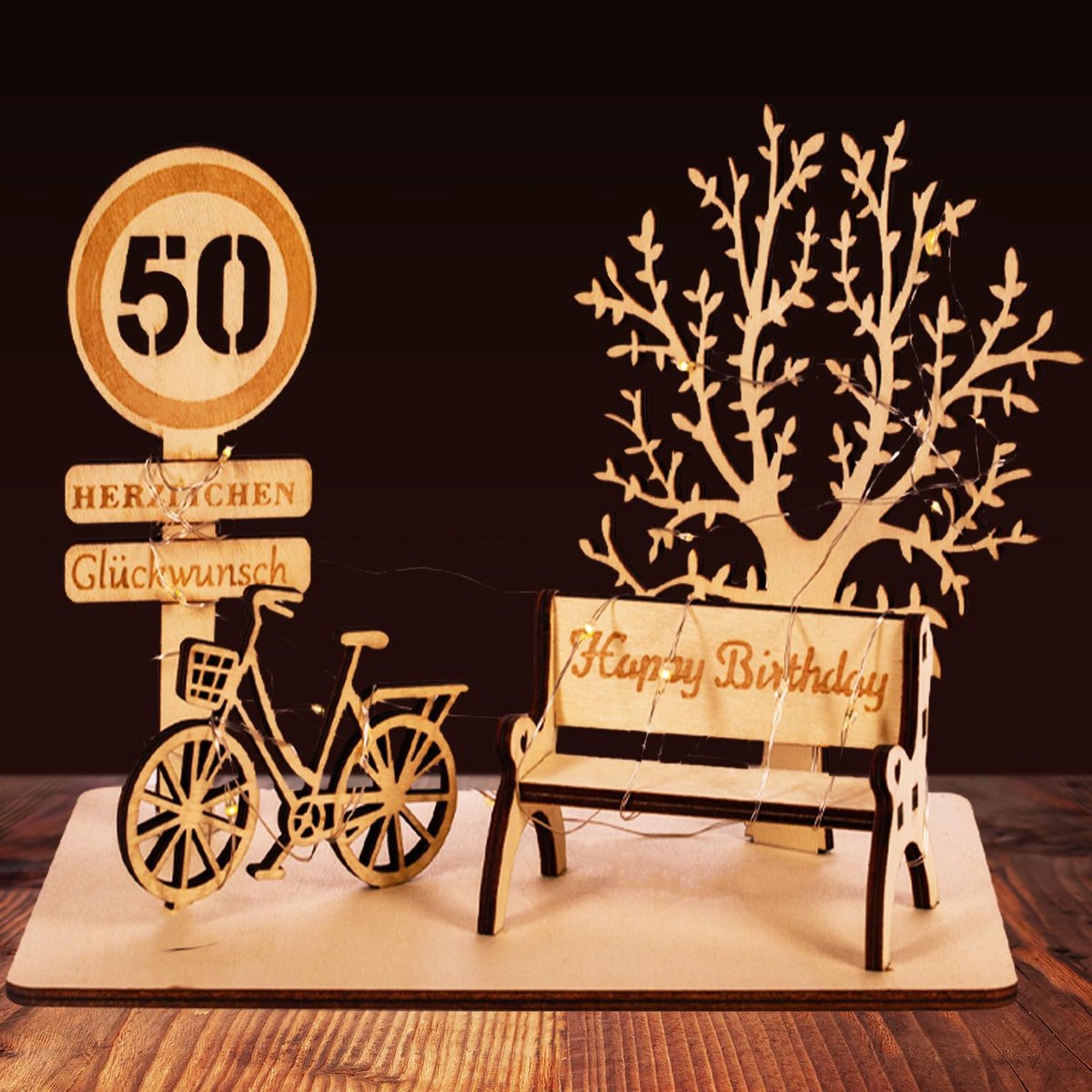 Gastenboek 50e verjaardag - Houten decoratie - Jubileumfeest - Persoonlijk cadeau voor vrienden en familie - ShopVlot