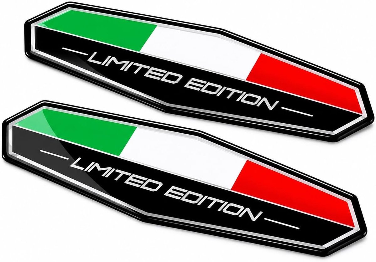3D Epoxy Gel Embleem Stickers - Italiaanse Vlag - Set van 2 - Hoogglans Weerbestendig - Decoratie voor Auto en Motor - ShopVlot