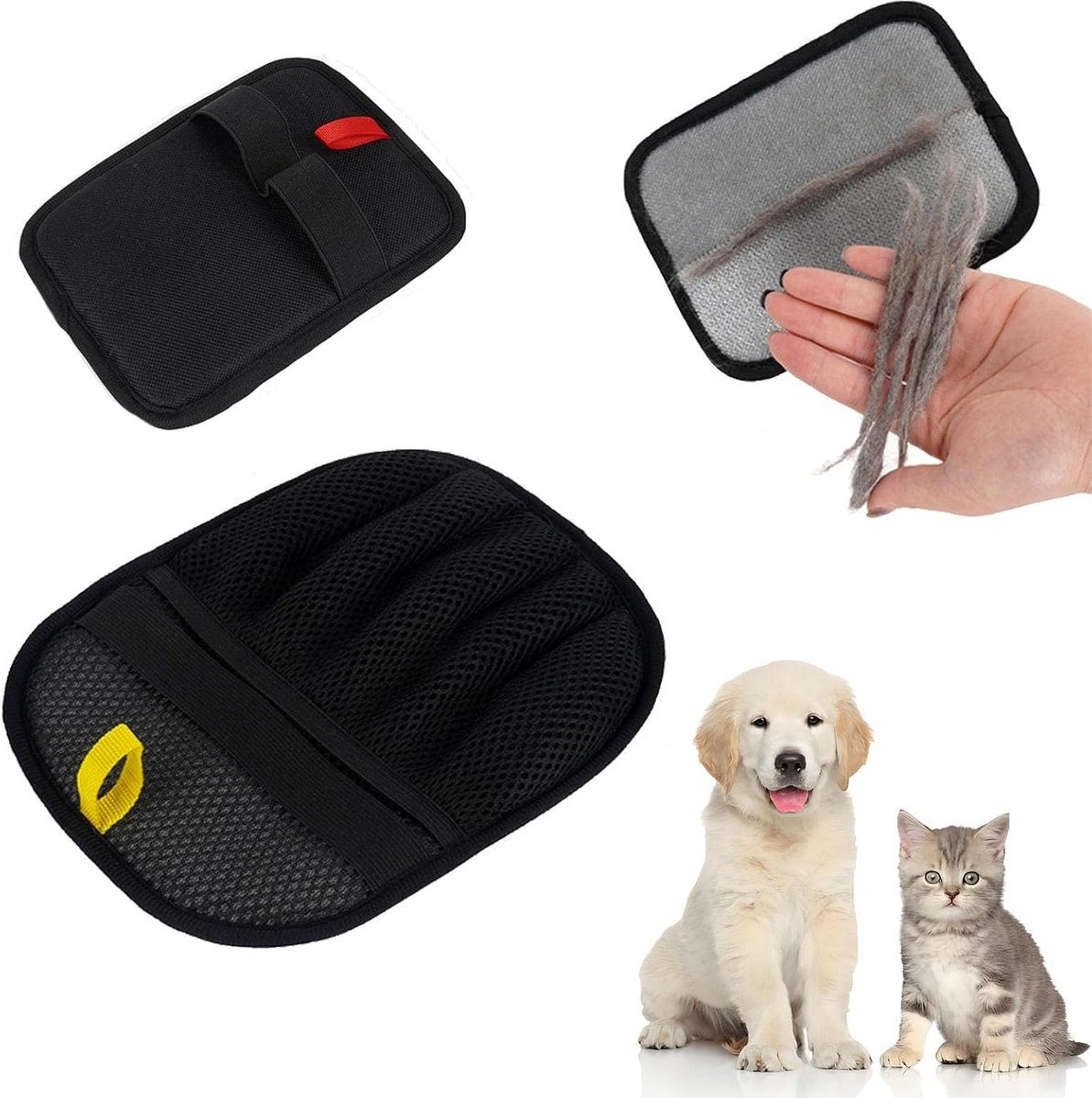 Honden en katten verzorgingshandschoenen - dubbelzijdig - elektrostatisch - effectieve haarverwijdering - ShopVlot
