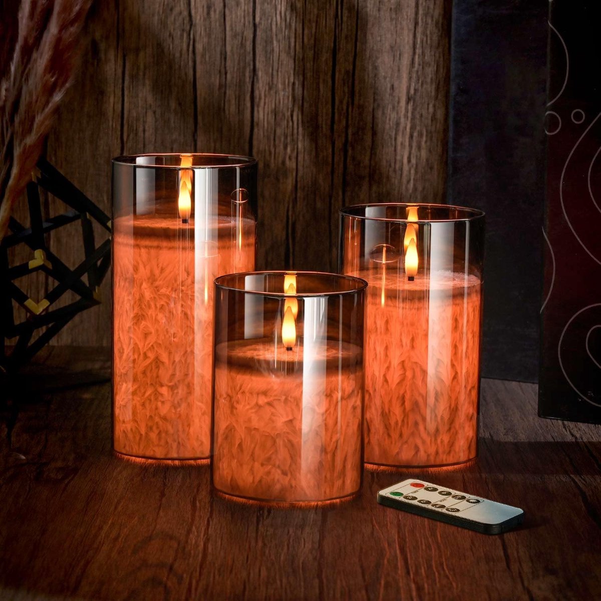 LED Kaarsen Set 3 Stuks - Decoratieve Glas Kaarsen - Flameless met Afstandsbediening - Perfect voor Feestelijkheden - ShopVlot
