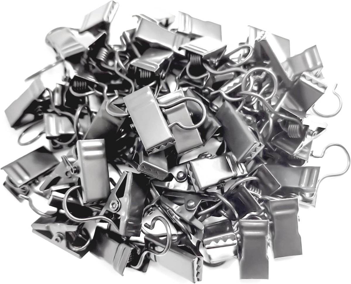 50 stuks gordijnclips, gordijnclips met haken, metalen clips voor gordijnen, douchegordijnclips, lichthangers, draadhouders voor huisdecoraties, badkamerdecoraties voor douchegordijnen (zwart nikkel)