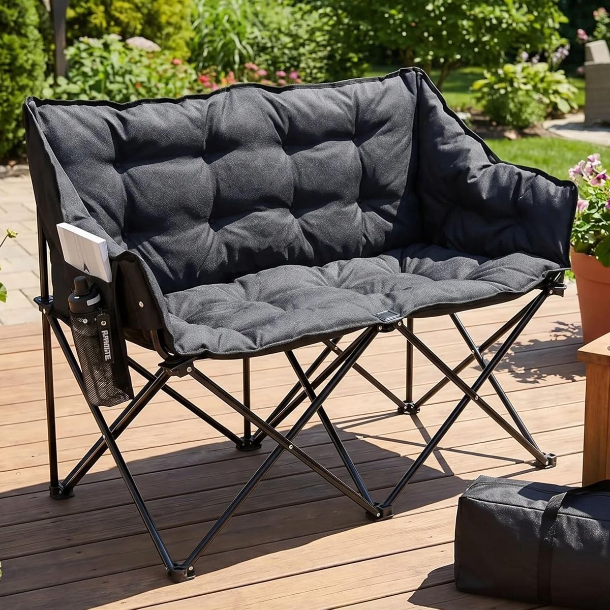 Campingbank voor 2 personen, campingstoel, opvouwbaar, 320 kg, campingbank, klapstoel, XXL, 2-zits, voor outdoor, indoor, tuin, balkon