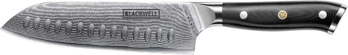Santoku mes 19 cm - Damast staal - Luxe uitstraling - Precisie en controle bij het snijden - SnelShoppen