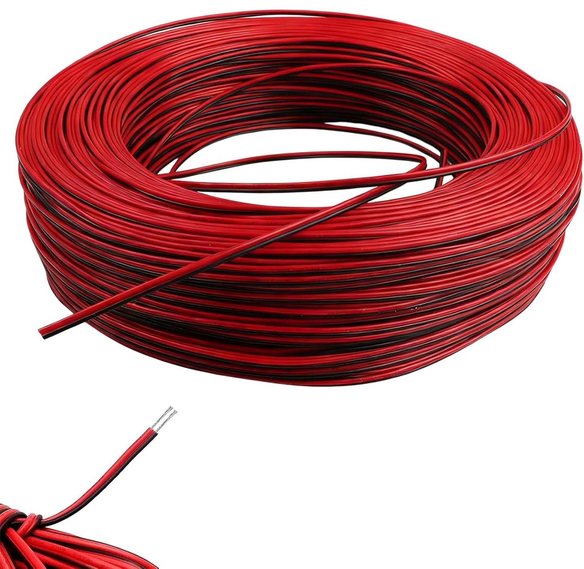 Elektrische kabel, 2 draden, rood en zwart, 2 geleiders, ledkabel, meerdere toepassingen, geschikt voor ledstrips en elektronische bekabeling