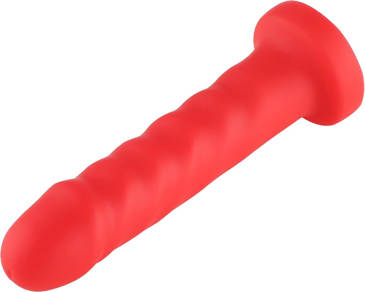 Dildo KlicLok 17 CM - Rood - Ribbelige schacht - Stimulerend gebruik - SnelShoppen