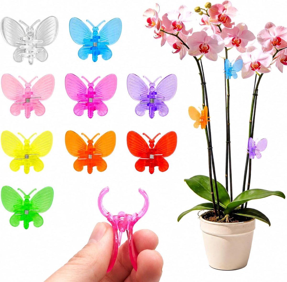 90 stuks vlinderplantenklemmen, klein, orchideeënaccessoires voor plantensteun, herbruikbare plantenclips, klein, voor orchideeënstengels, tomatenhaken en klimplanten