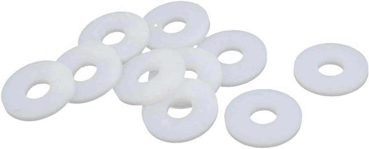 Sourcing map 10 stuks 18 mm x 6 mm x 2 mm PTFE platte sluitring flens afdichtring wit
