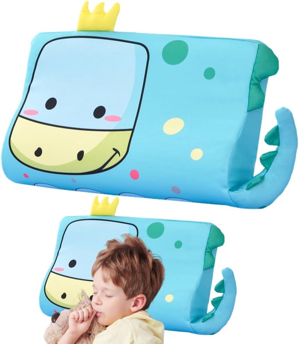 Schlummerkids Calmly kinderkussen, 46 x 26 cm, uniek dierensluimkussen, nekkussen, neksteunkussen, ergonomisch hoofdkussen, anti-snurkkussen met afneembare overtrek