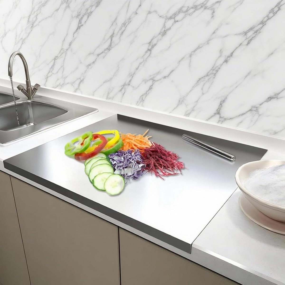 Snijplank, groot, 40 x 60 cm, dubbelzijdige snijplank met slagrand, antislip, antibacterieel en gemakkelijk schoon te maken, keuken voor bakkerij, restaurant en bar