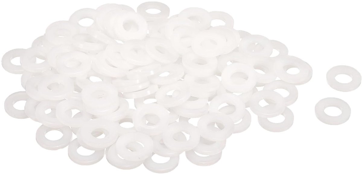 Platte afdichtingen, 8 mm ID, 16 mm OD, 2 mm dik, sluitringen, afdichtingen, kunststof blad-afdichting, bevestigingselement, afdichtring, wit