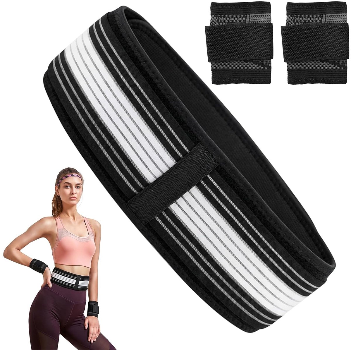 Orthoriem & pols bandageset, 110 cm lumbale steunriem met 2 stuks sport polsbandage voor ischias rugpijn verlichting, fitness krachttraining