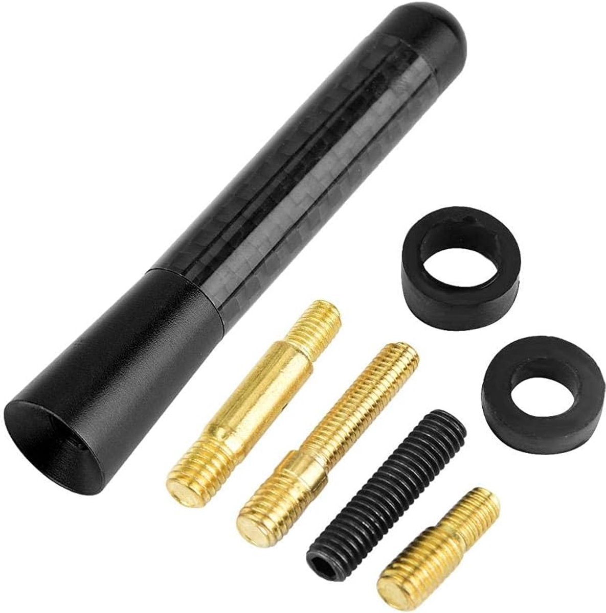 Auto-antenne, 3 ”Koolstofvezel Schroef Radio Korte antenne Antenne Geschikt voor universele auto-modificatie(Zwart)